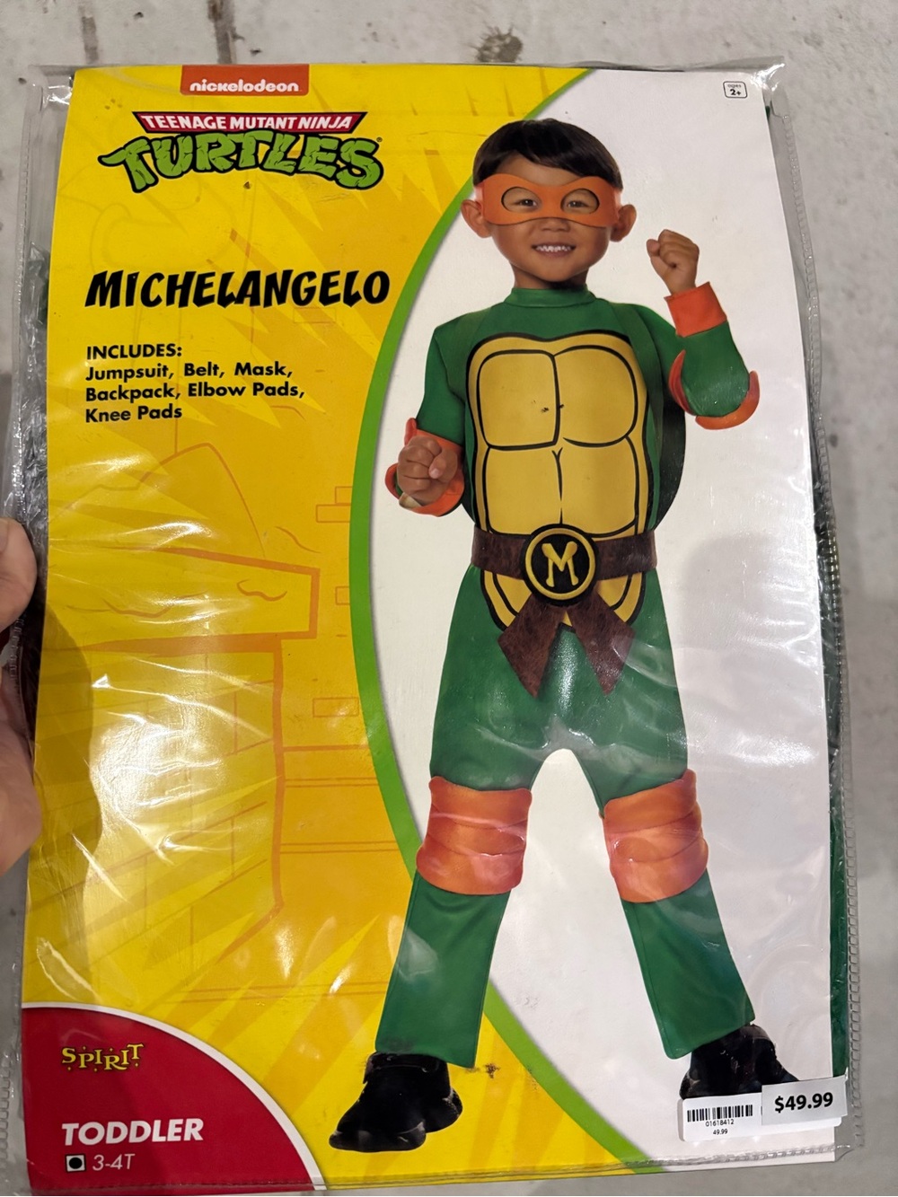 Nickelodeon Michelangelo Turtle Costume in Green & Orange